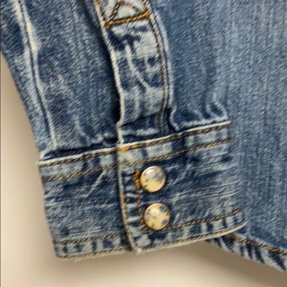 Life Is Sweet  Old Navy Upcycled denim jacket/ shirt , Flower snaps Girls 7,
